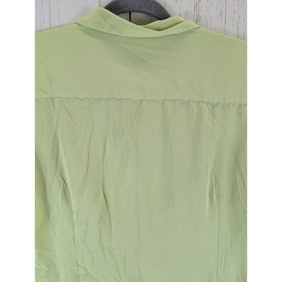 Laura Scott Petite Size 14 Womens Green Button‎ Up Short Sleeve Collared Top - Picture 6 of 7